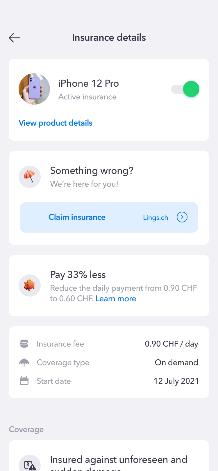 Insure the product screen 4